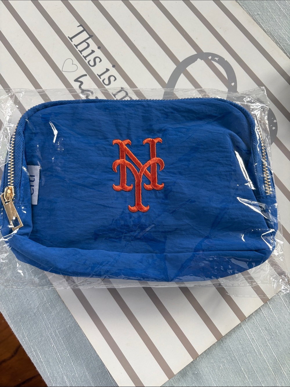 Blue NY Embroidered Travel Pouch - Men